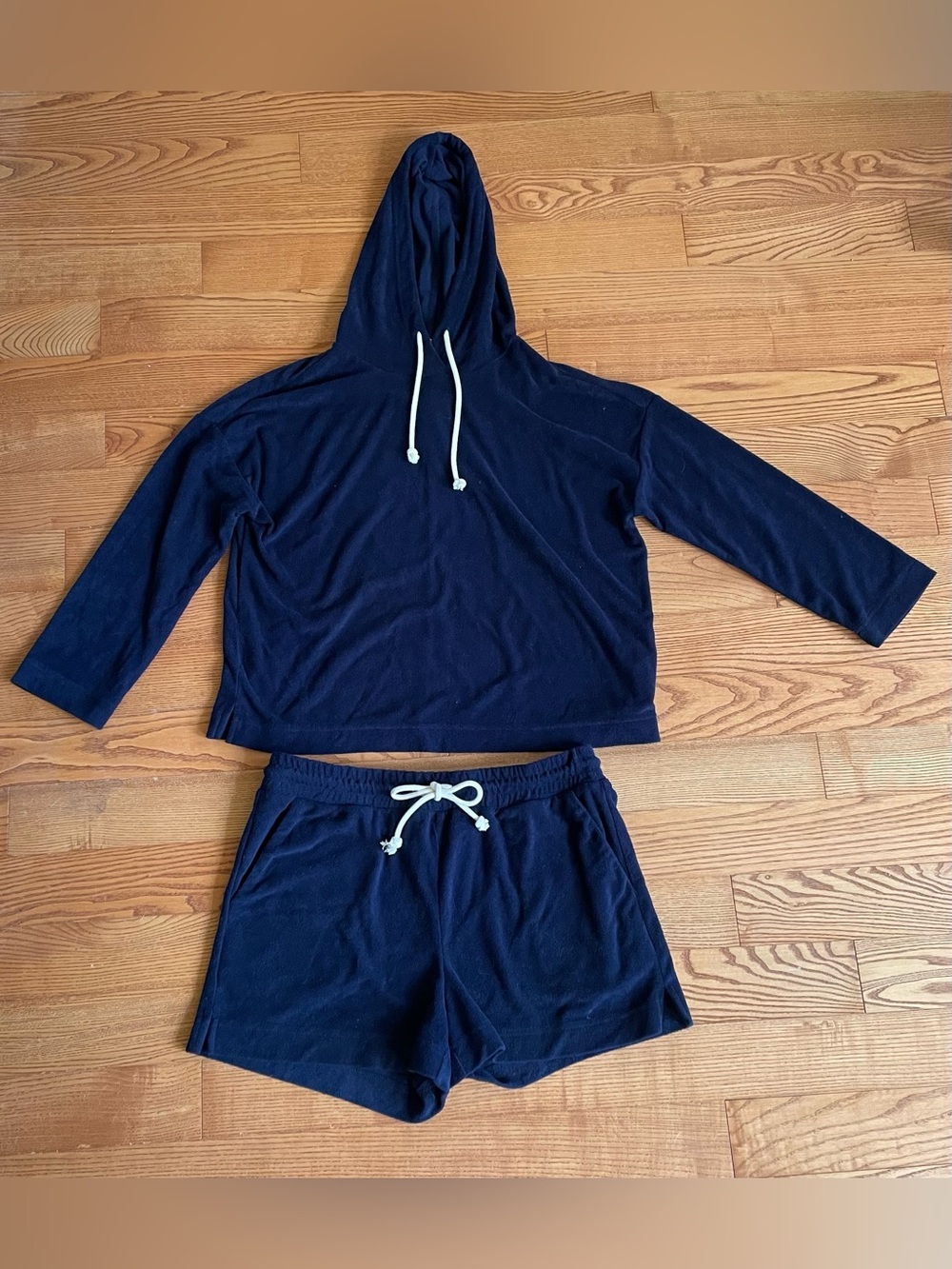 Love & Lore Terrycloth Navy Set - Women's Shorts & Hoodie